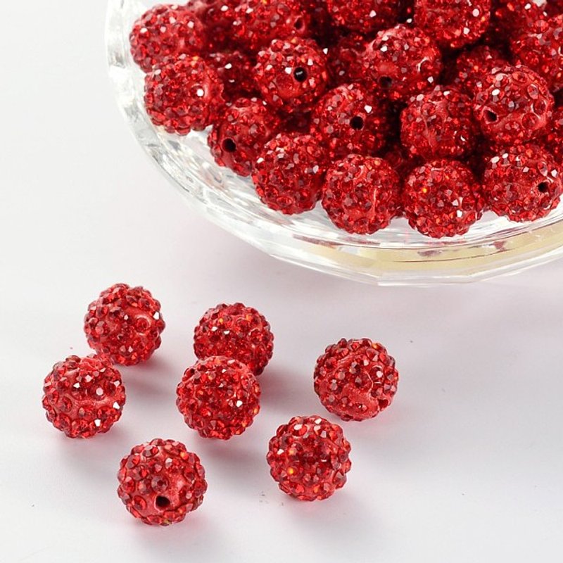 Perles Pave Disco Ball, Perles en Argile Polymère, Light Siam, 10mm — Perles à bijoux