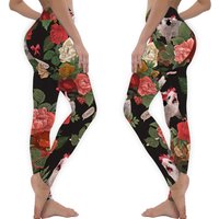 Opossum Floral Pattern Leggings for Women