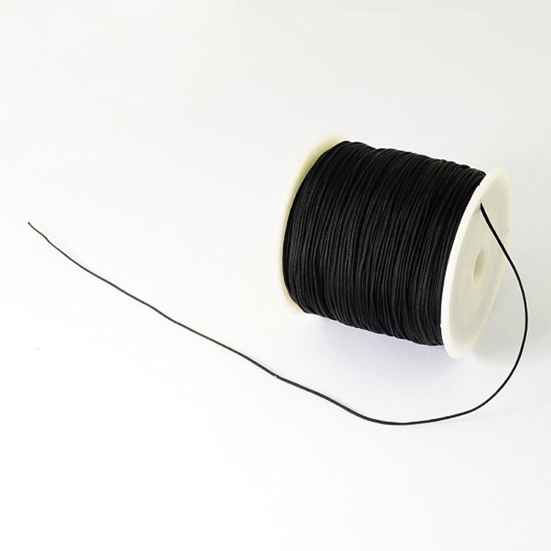 Fil de Nylon Tressé pour la Création de Bijoux, Noir, 0.5mm, 150 verges