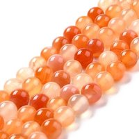 Fils de Perles de Cornaline Naturelle, Ronde 8mm, Trou 1mm, 45pcs/fils — Perles à bijoux