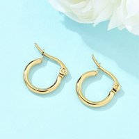Boucles d'oreilles créoles en acier inoxydable 304 - Plaqué or 18K, Hypoallergénique — Boucles d'oreilles créoles