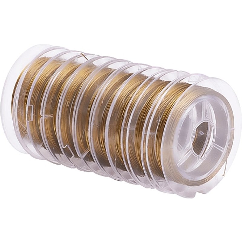 Fil Tiger Tail, Acier inoxydable revêtu de nylon, Jaune doré foncé, 0.38mm — Chaînes, fils et cordons