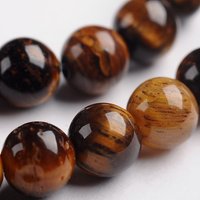 Round Natural Tiger Eye Gemstone Bead Strands, 6mm, 63pcs