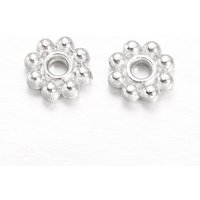 Perles Espacers Marguerite en Alliage, Fleur, Plaquées Argent — Perles à bijoux