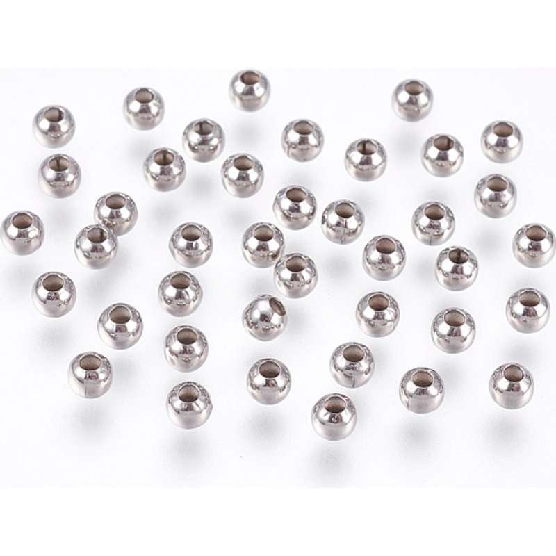 Perles Espacées Rondes en Acier Inoxydable 304 Résistantes à l'Oxyde 4mm — Perles à bijoux