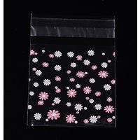 Rectangle OPP Cellophane Bags with Flower Pattern, Clear, 10x6.9cm