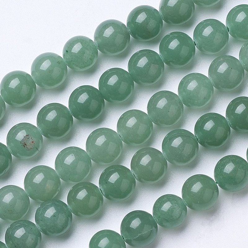 Brins de perles d'aventurine verte naturelle, rondes, 6-6,5mm — Perles à bijoux