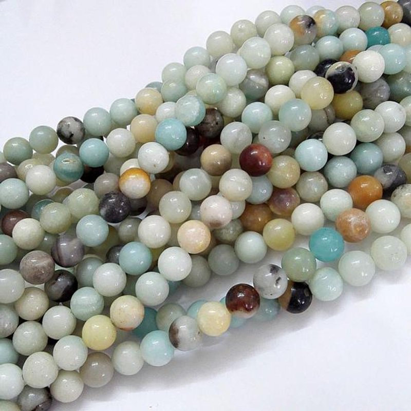 Fil de Perles Naturelles d'Amazonite Fleur, Ronde, 8mm, 15 pouces — Perles à bijoux