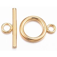 304 Stainless Steel Toggle Clasps with 18k Gold Plating — Jewelry Findings