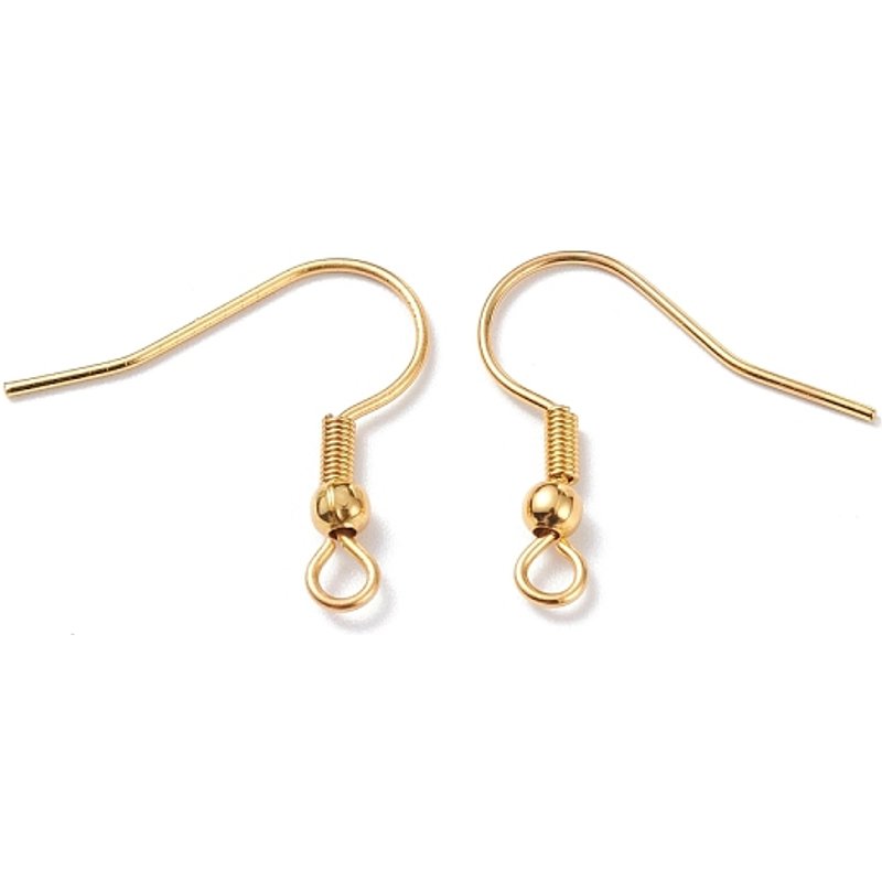 304 Stainless Steel Earring Hooks with Horizontal Loop, 18K Gold Plated — Jewelry Findings