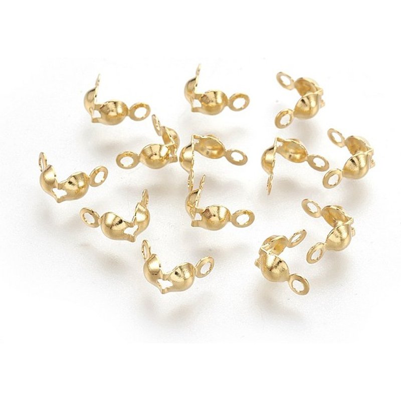 304 Stainless Steel Bead Tips with 18k Gold Plating — Jewelry Findings