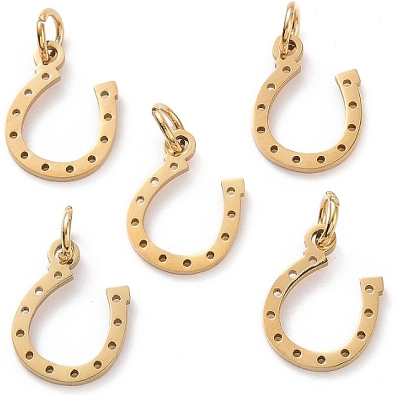 Charm en acier inoxydable 304 en placage ionique, fer à cheval, doré — Breloques et pendentifs
