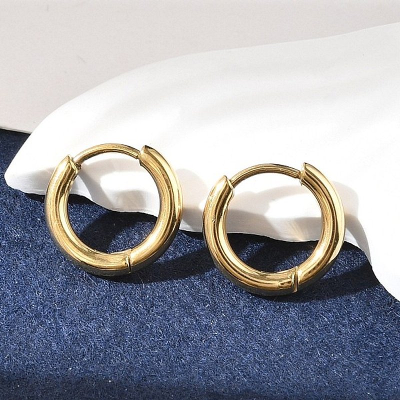Ion Plating 304 Stainless Steel Hoop Earrings, 18K Gold Plated — Hoop Earrings