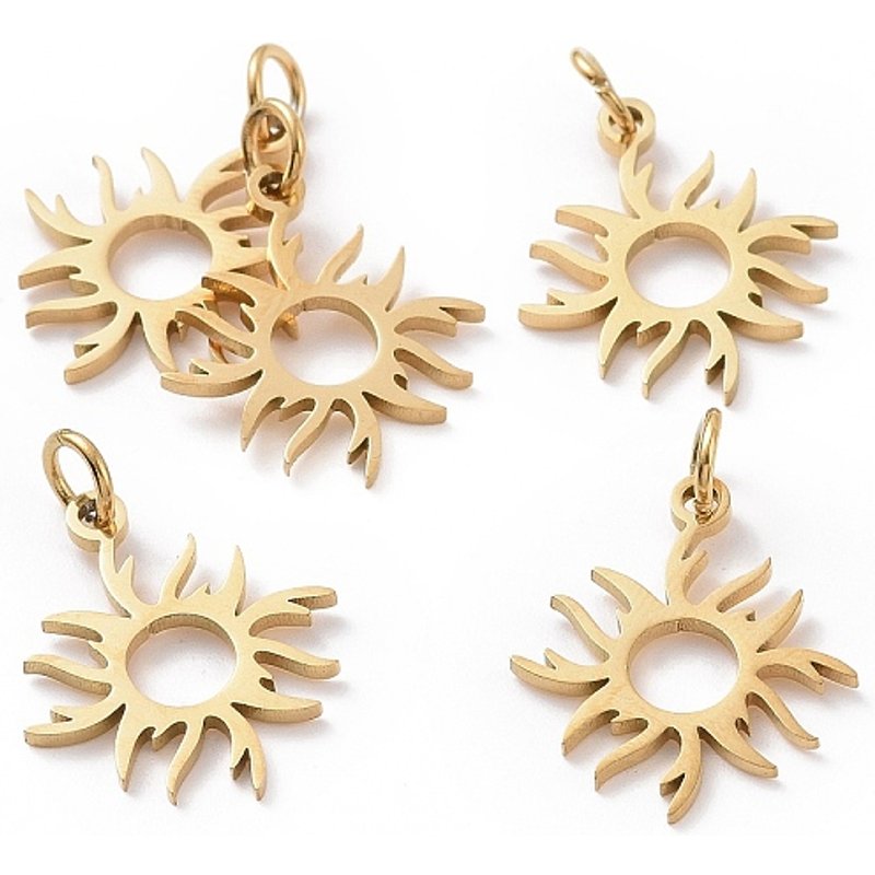 201 Stainless Steel Solar Eclipse Pendant - Golden Sun