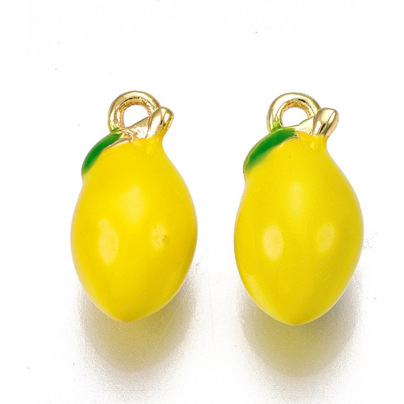 Charm en laiton avec émail, citron, plaqué or 18K — Breloques et pendentifs