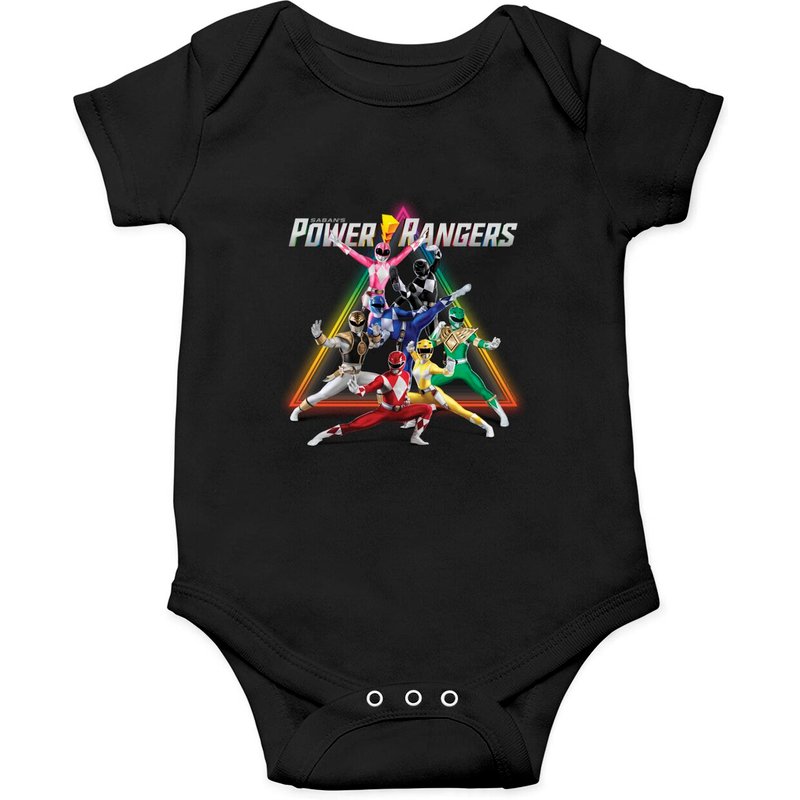 Power Rangers Triangle Rainbow Group Shot Onesie — Baby Onesies