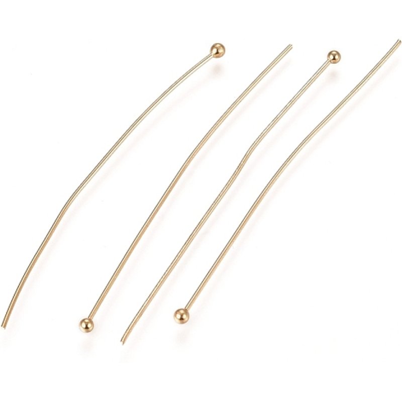Épingles à tête boule en acier inoxydable 304 pour DIY, plaquées or 24k — Accessoires pour bijoux