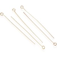 Goupilles à œil en acier inoxydable 304, plaquées or 18K, 50x0.6mm — Accessoires pour bijoux