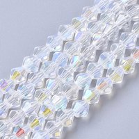 Brins de perles en verre électroplaqué, couleur AB, forme bicone