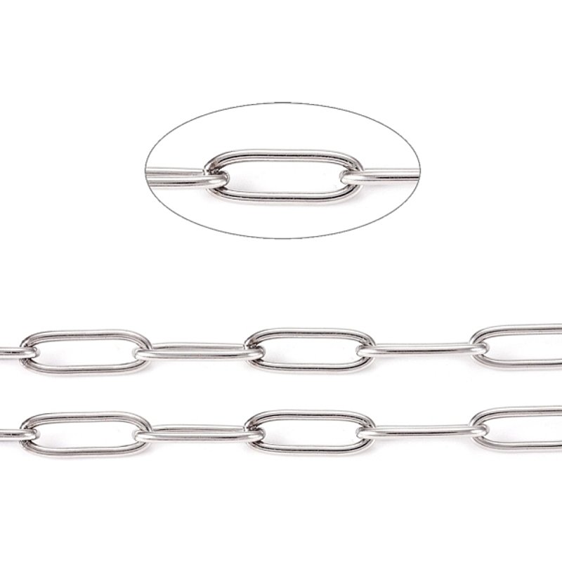304 Stainless Steel Paperclip Chains, Soldered, 32.8 Feet Roll — Chains, Wire & Cord