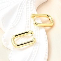 Boucles d'oreilles Huggie en laiton, ovales, plaquées or 18K — Boucles d'oreilles créoles