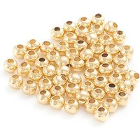 Perles rondes creuses en acier inoxydable 304, plaquées or 18K, 500pcs — Perles à bijoux