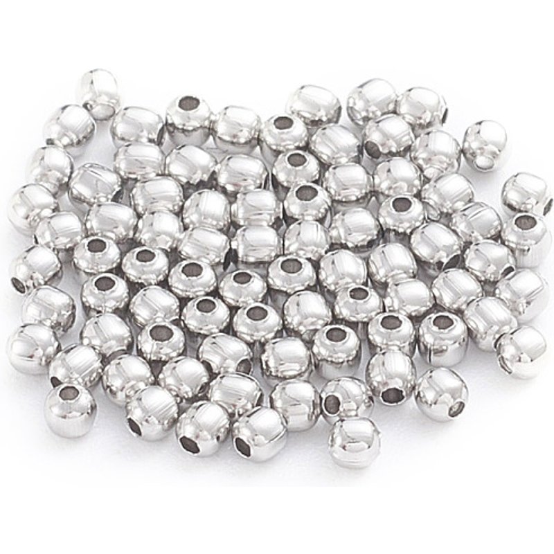 Perles creuses rondes en acier inoxydable 304, 2x2mm, 500pcs/sac — Perles à bijoux