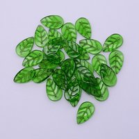 Czech Lampwork Beads, Leaf Shape, Lime Green, 18x11x3mm — Jewelry Beads