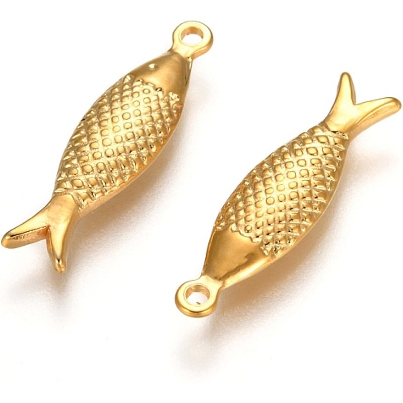 Pendentif en Acier Inoxydable 304 en Forme de Poisson avec Plaquage en Or 18K — Breloques et pendentifs