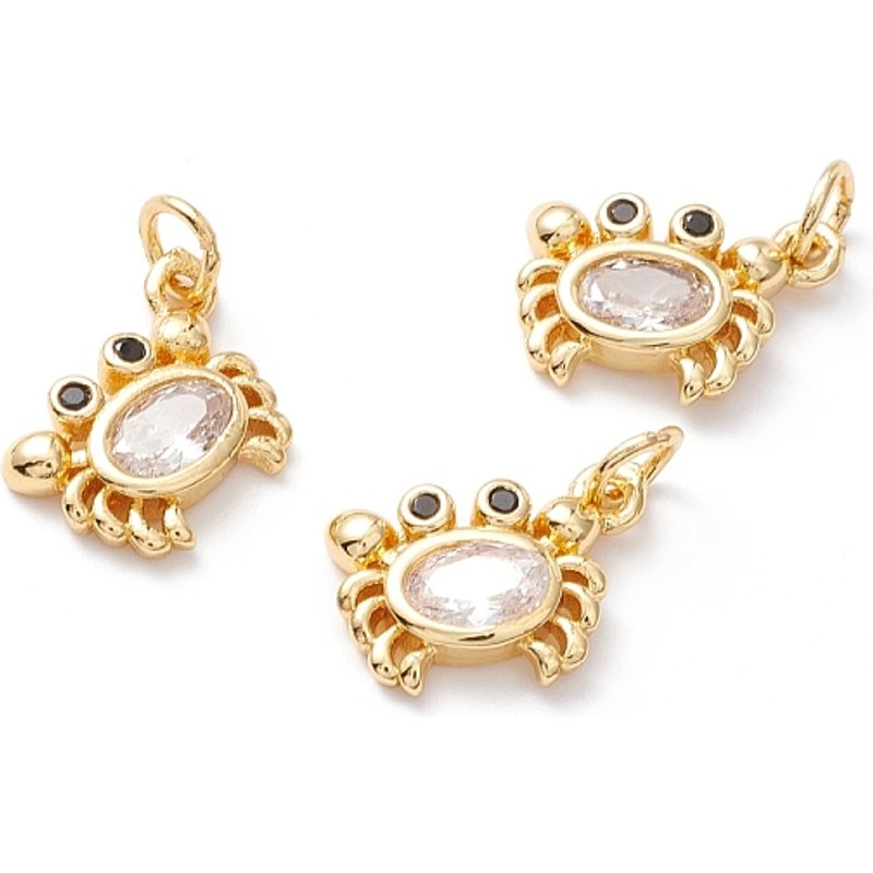 Brass Micro Pave Crab Pendant with Clear Cubic Zirconia — Charms & Pendants