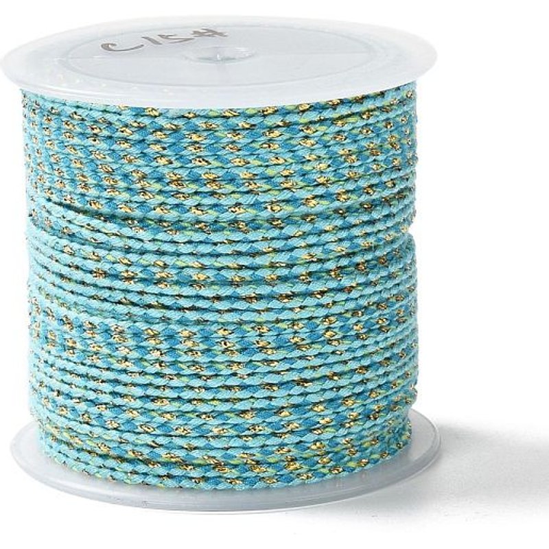 4-Ply Polycotton Cord with Gold Wire for Macrame Crafts, 1.5mm