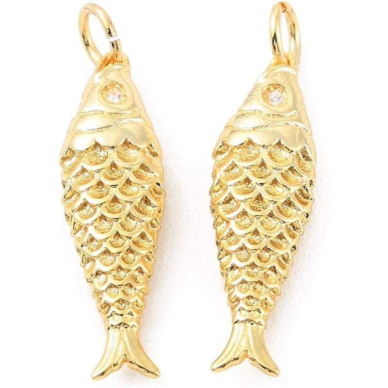 Rack Plating Fish Charm Pendant, 18K Gold Plated, Cadmium & Lead Free — Charms & Pendants