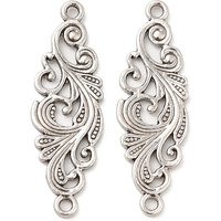Tibetan Style Alloy Leaf Connector Charms in Antique Silver — Jewelry Findings