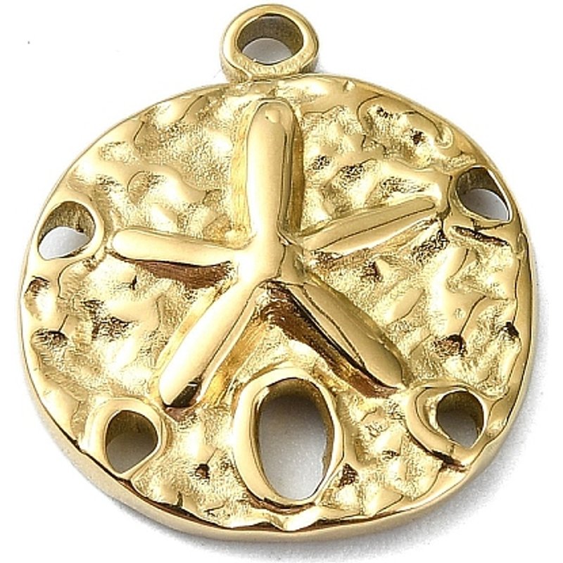 Charm Sand Dollar en Acier Inoxydable 304, Plaqué Or — Breloques et pendentifs