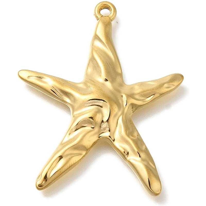 Pendentif Étoile de Mer en Acier Inoxydable, Plaqué Or 18K — Breloques et pendentifs