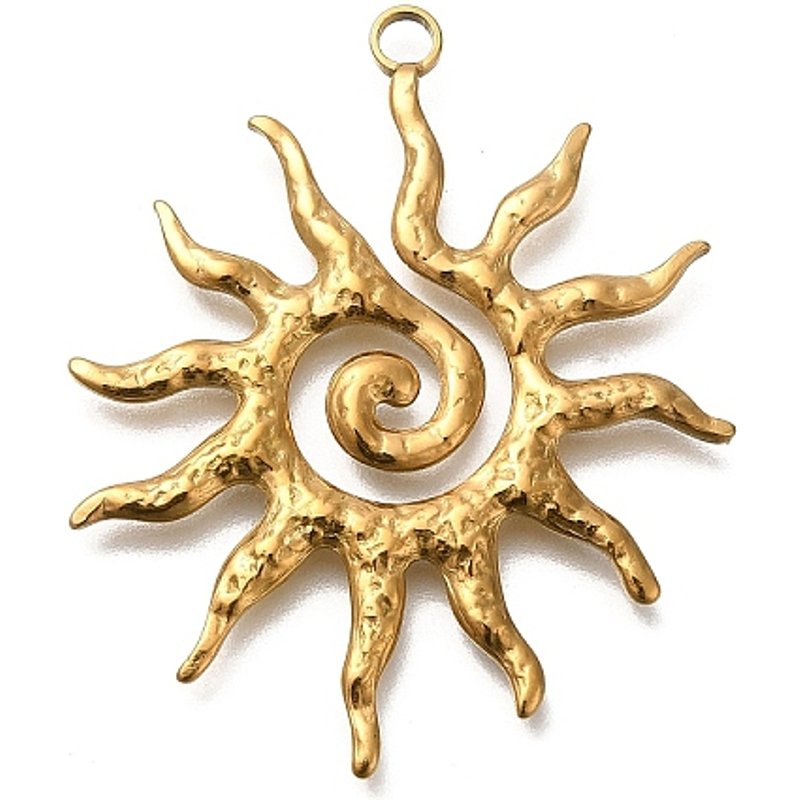 Pendentif en Acier Inoxydable 304 Soleil Doré 40.5x33.5mm — Breloques et pendentifs