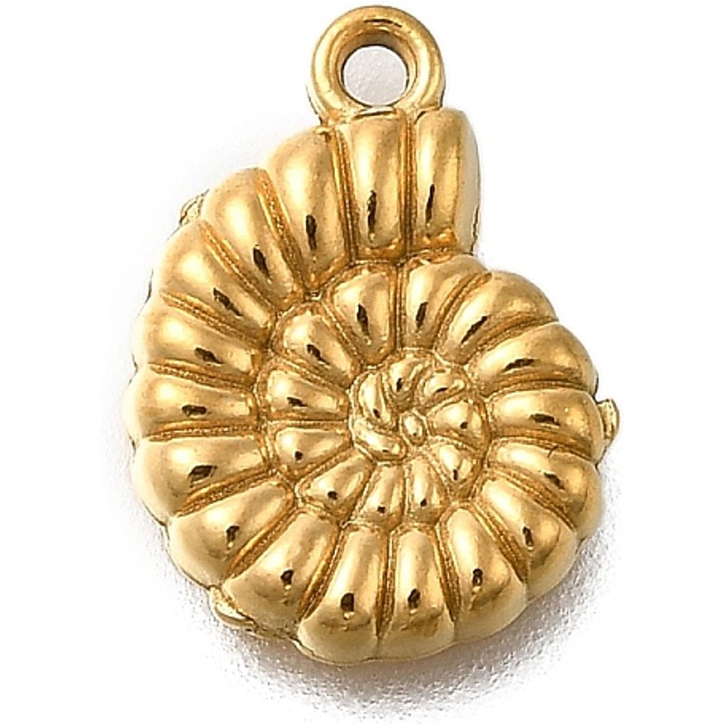304 Stainless Steel Ocean Theme Charm, 18K Gold Plated, Shell Shape — Charms & Pendants