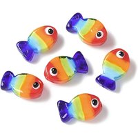 Perles en Verre Soufflé à la Main, Poisson, Colorées, 20x13x9mm, Trou: 1.4mm — Perles à bijoux