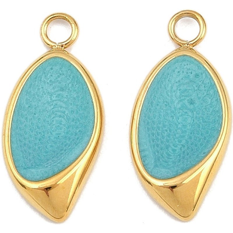 304 Stainless Steel Golden Leaf Enamel Pendant with Ion Plating — Charms & Pendants