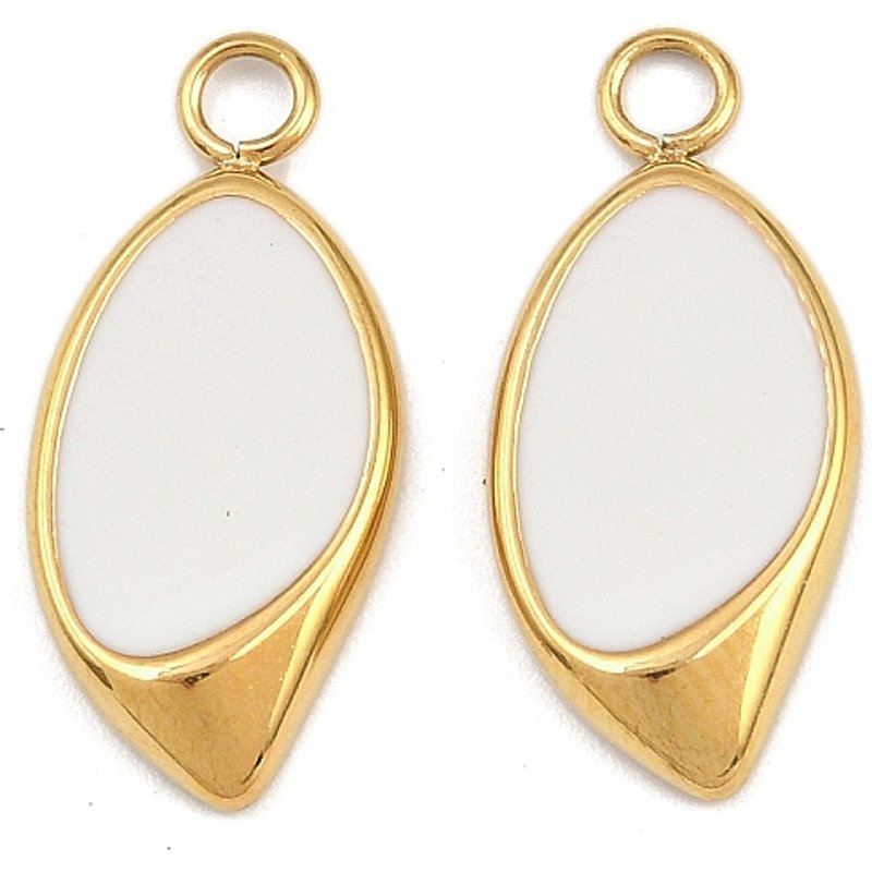 Pendentif en Acier Inoxydable 304 en Émail Doré en Forme de Feuille — Breloques et pendentifs