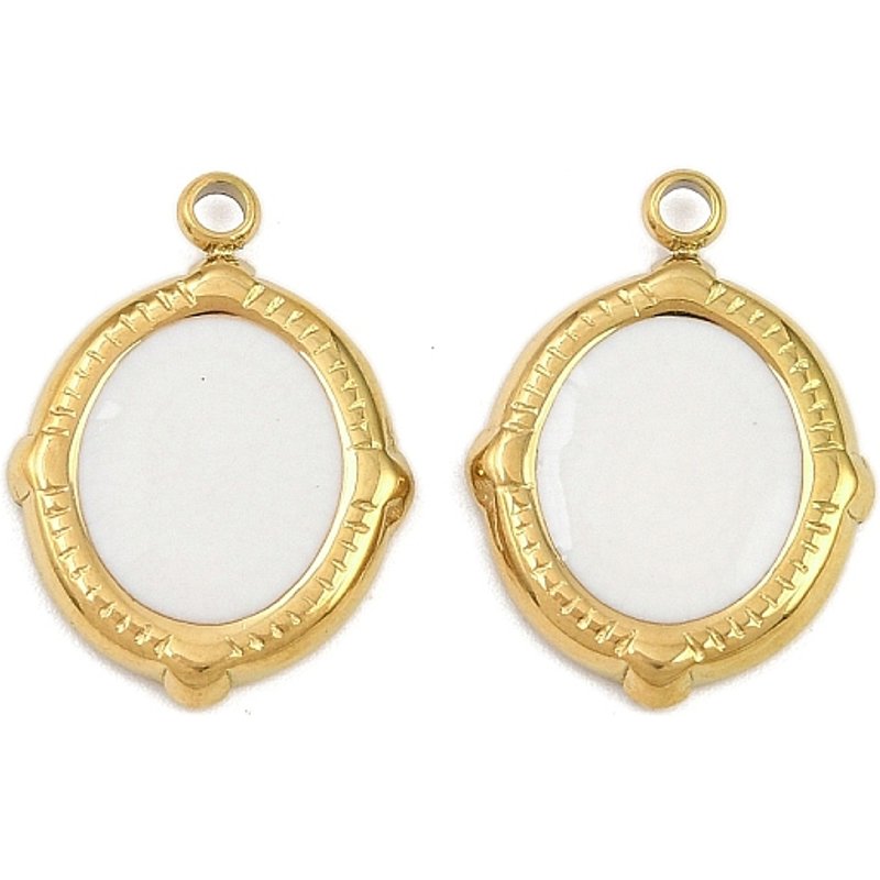 Pendants en Émail Dorés en Acier Inoxydable 304, Ronds Plats — Breloques et pendentifs