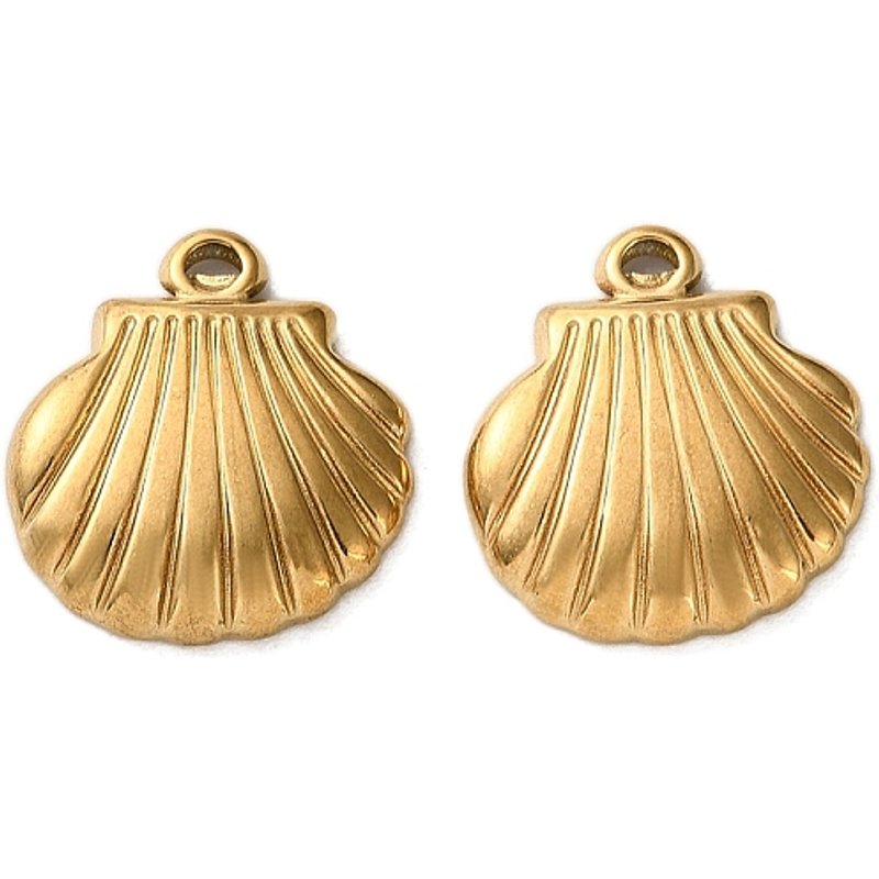 304 Stainless Steel Shell Shape Pendant with Ion Plating — Charms & Pendants