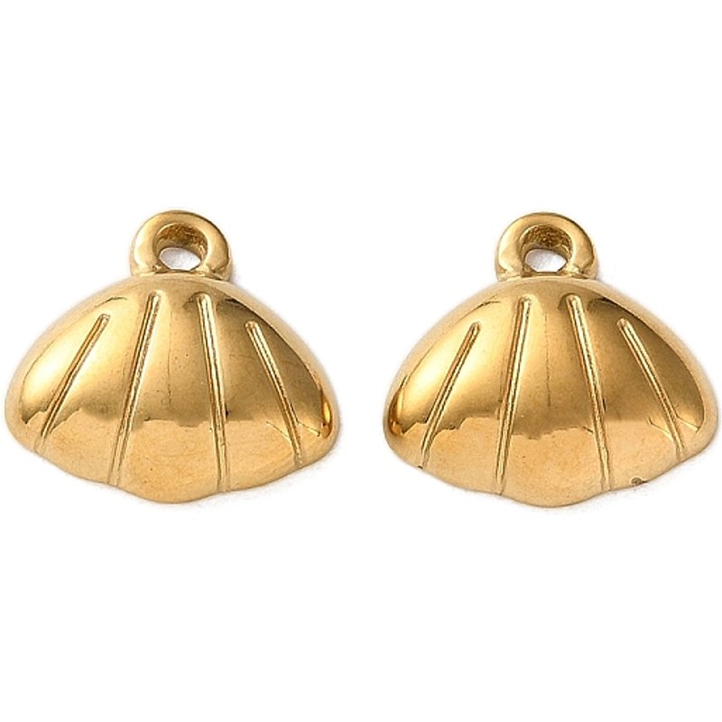 304 Stainless Steel Shell Shape Pendant with Ion Plating — Charms & Pendants