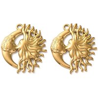 304 Stainless Steel Moon & Sun Kissing Charm Pendant