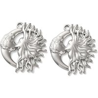 304 Stainless Steel Moon & Sun Kissing Charm Pendant