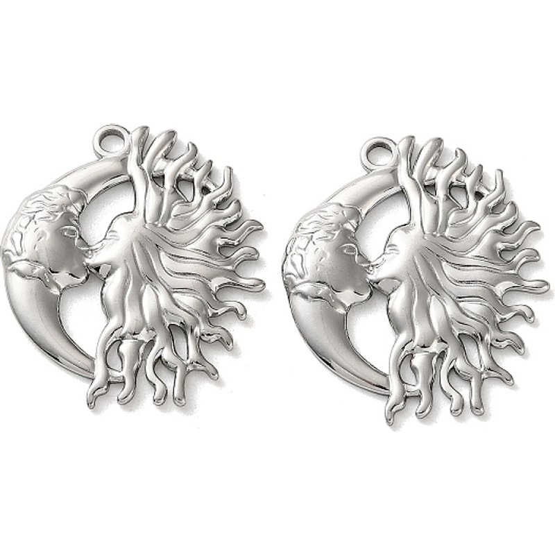 Pendentif en acier inoxydable 304, charme lune et soleil — Breloques et pendentifs