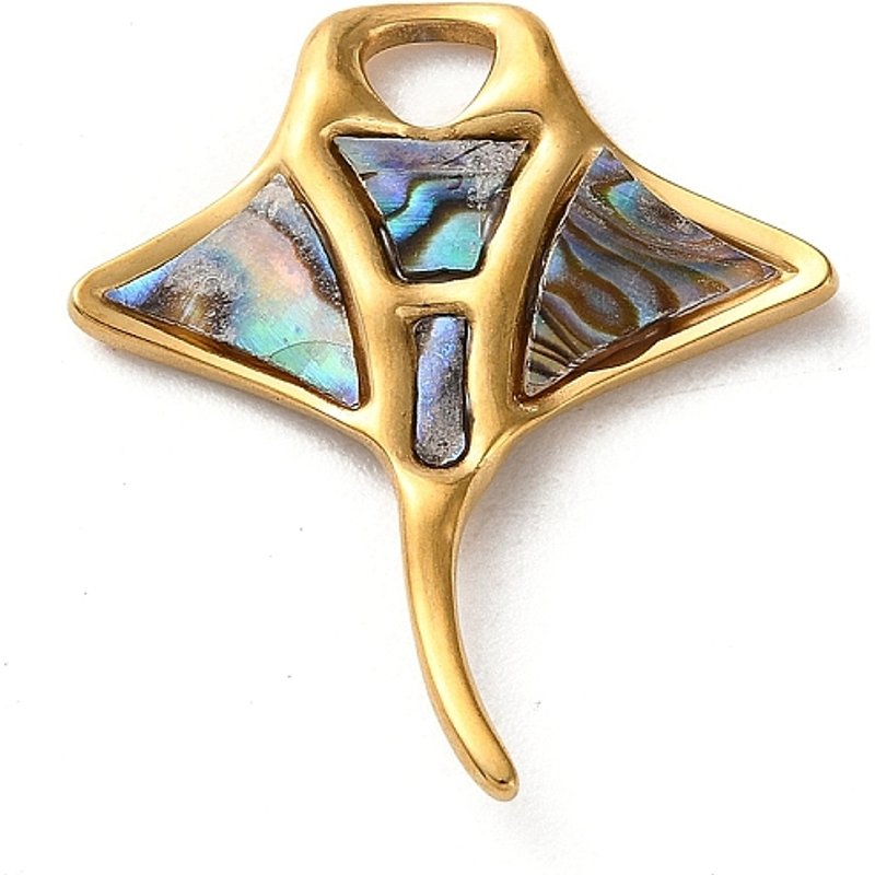 Charms de poisson en coquille d'abalone avec fixations en acier inoxydable — Breloques et pendentifs