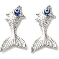 304 Stainless Steel Fish Charm Pendant, 33.5x18x4mm