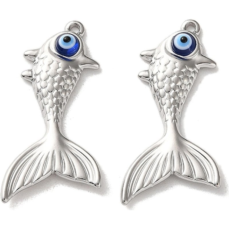 Pendentif en Acier Inoxydable 304, Charme Poisson, 33.5x18x4mm — Breloques et pendentifs