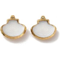 304 Stainless Steel Shell Charms Pendant with Enamel, Golden